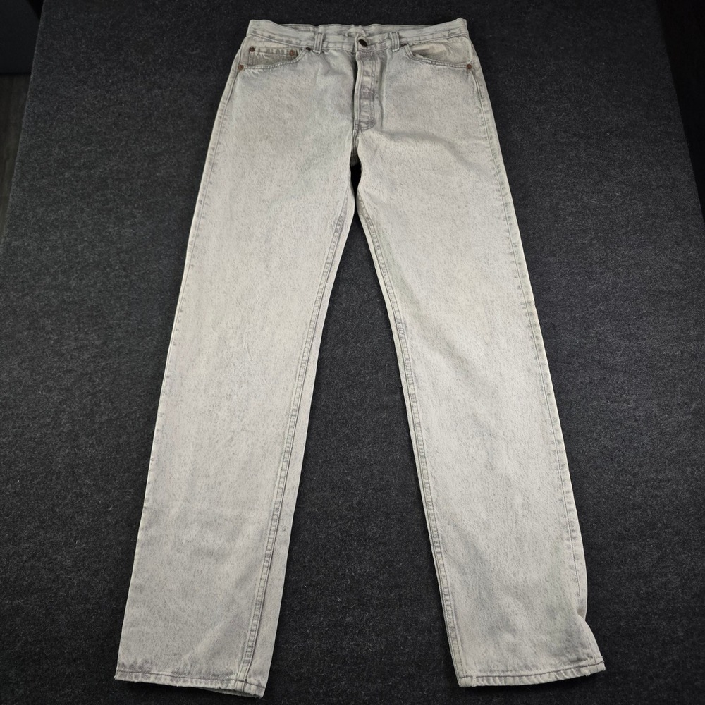 Vtg 90s Levis 501 Jeans Acid Wash Gray Cotton Button Fly Mens 36x36 (Fits 33x36)